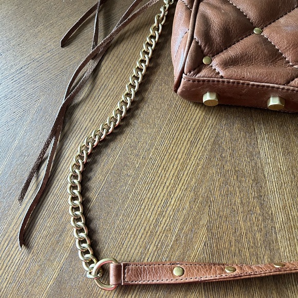 Rebecca Minkoff brown quilted leather crossbody purse bag gold hardware - Picture 13 of 16